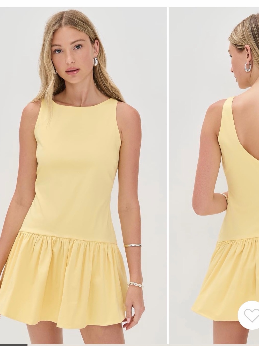 Peixoto Pale Yellow Sleeveless Drop-Waist Mini Dress